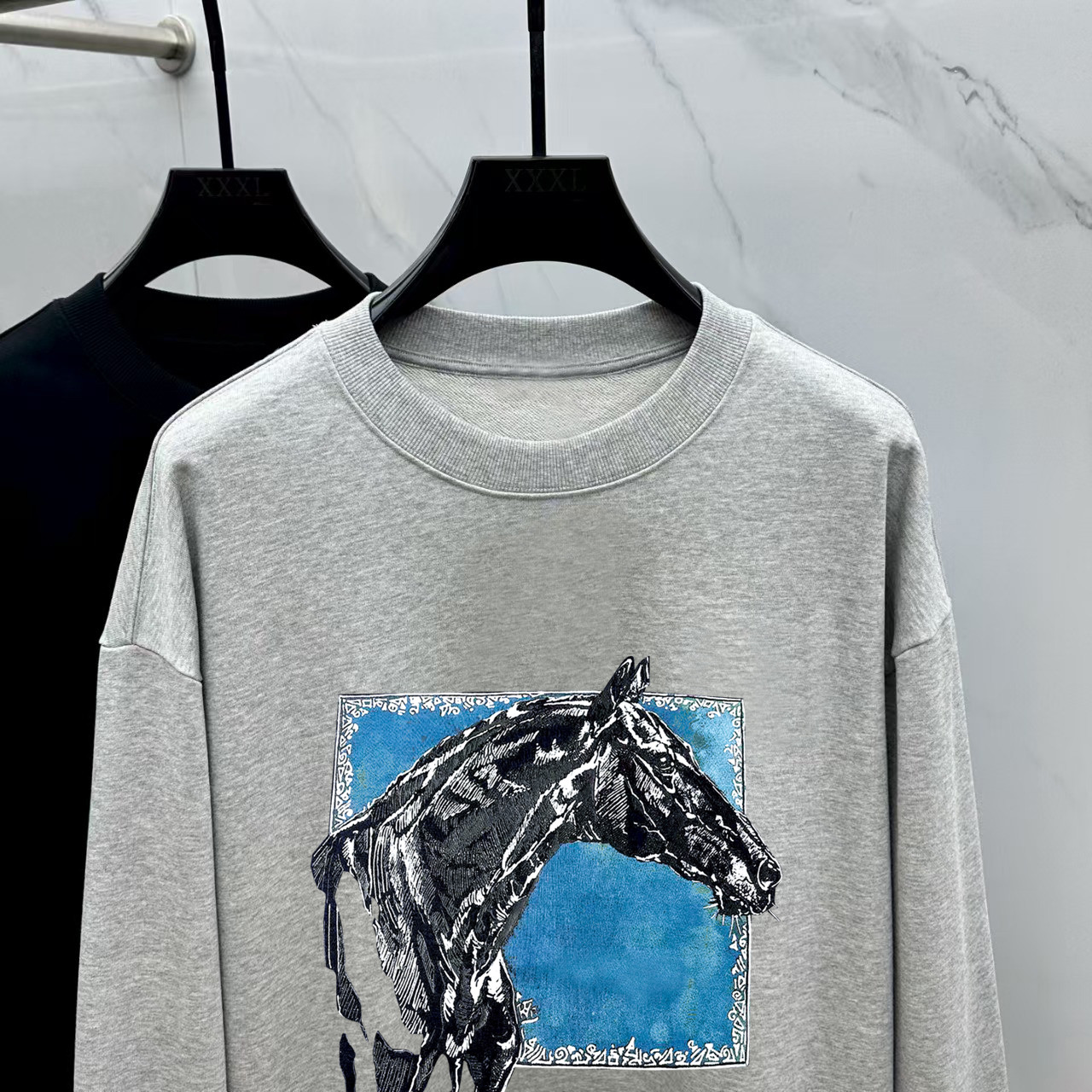 Hermès Couple Hoodie Cotton Black Printed M-l-xl