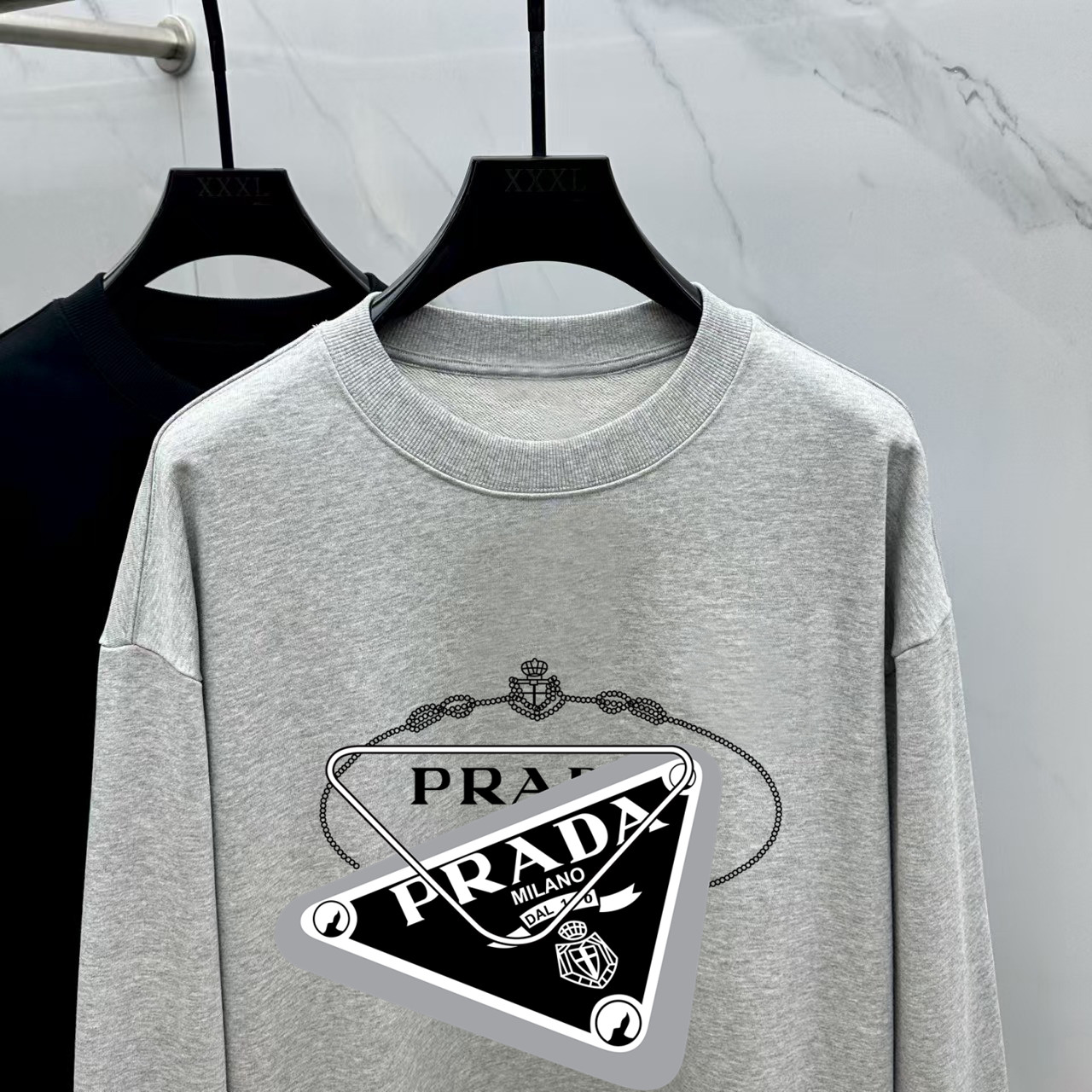 Prada Couple Hoodie Cotton Black Printed M-l-xl