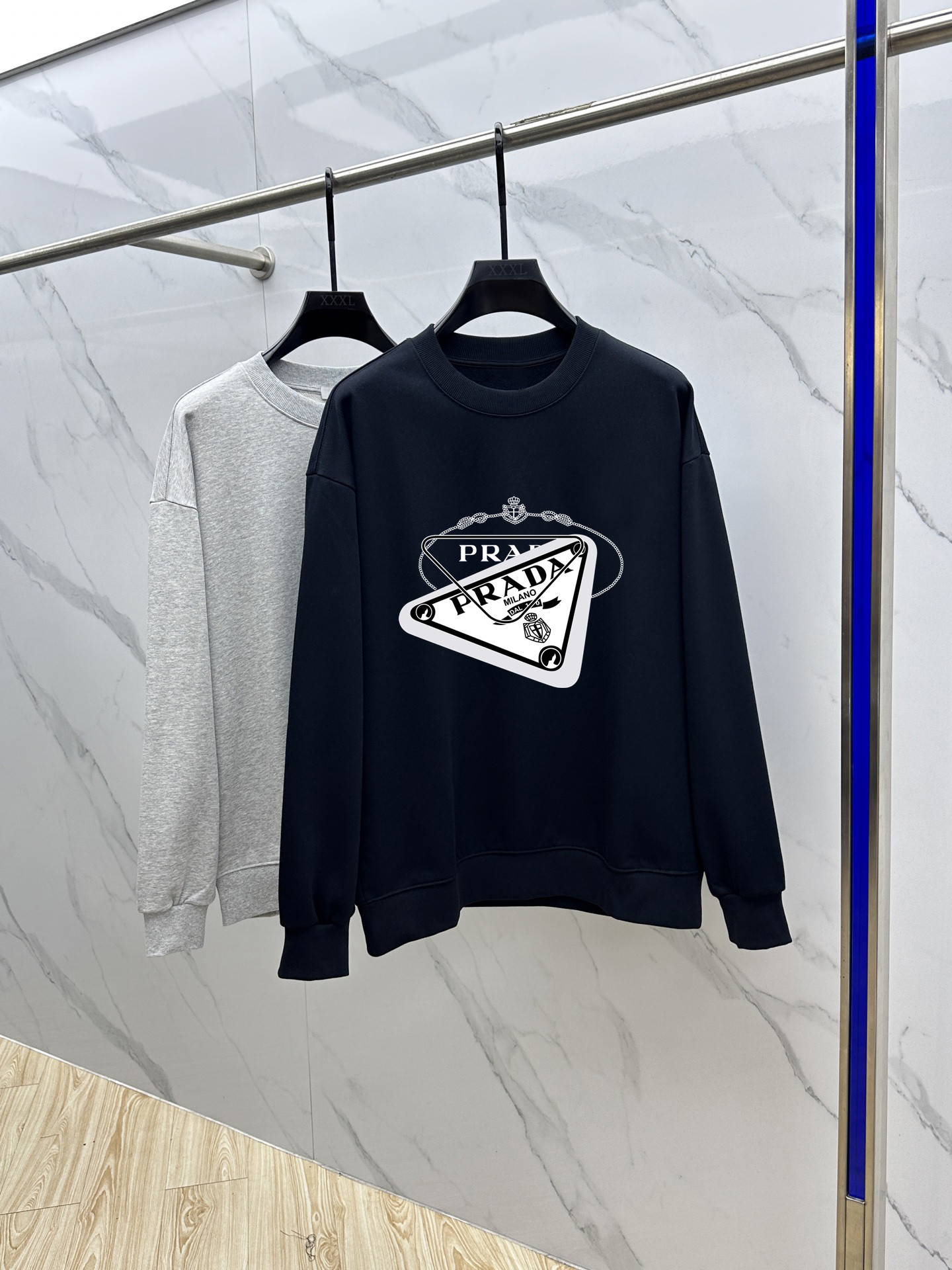 Prada Couple Hoodie Cotton Black Printed M-l-xl