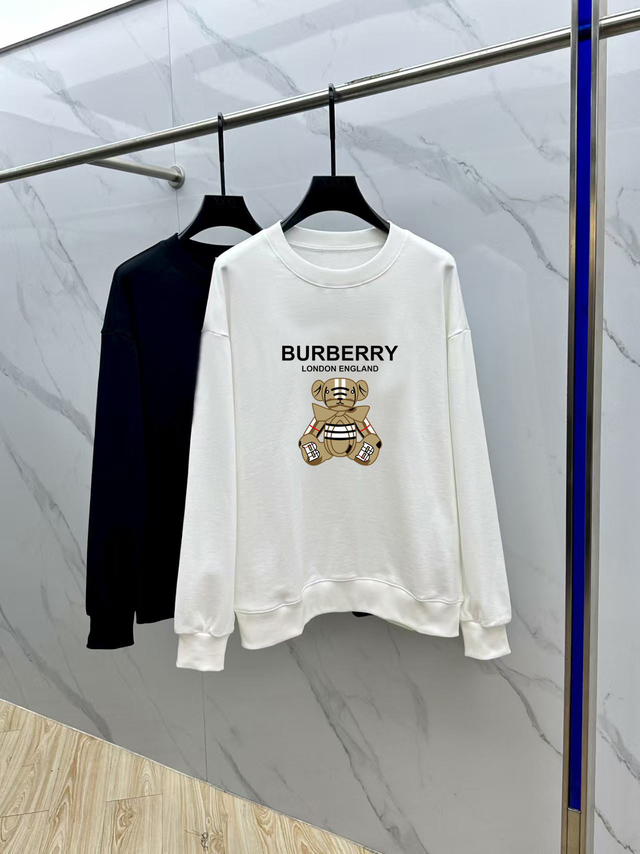 Burberry Couple Hoodie Cotton Black Printed M-l-xl