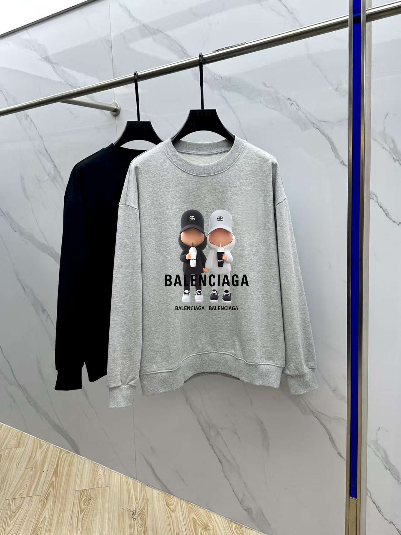 Balenciaga Couple Hoodie Cotton Black Printed M-l-xl