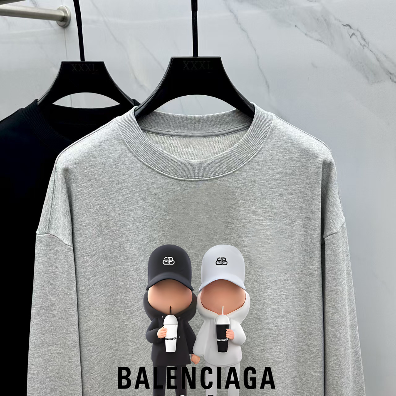 Balenciaga Couple Hoodie Cotton Black Printed M-l-xl