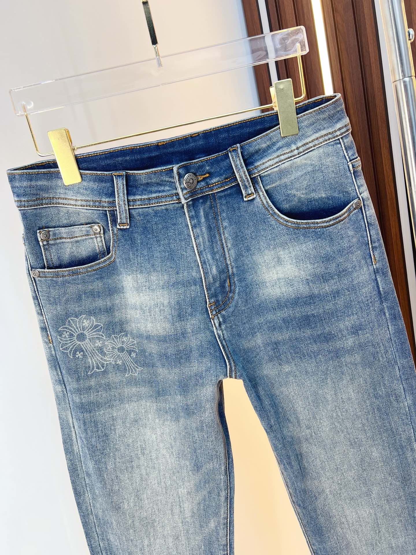 Chrome Hearts Male Jeans Denim Slim Fit