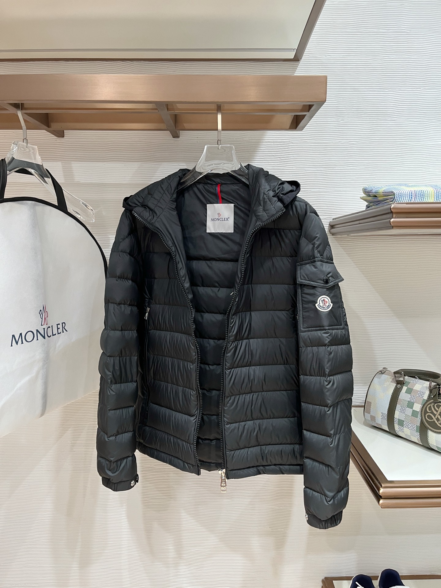 Moncler Male Down Jacket Goose Down Black Hooded S-m-l