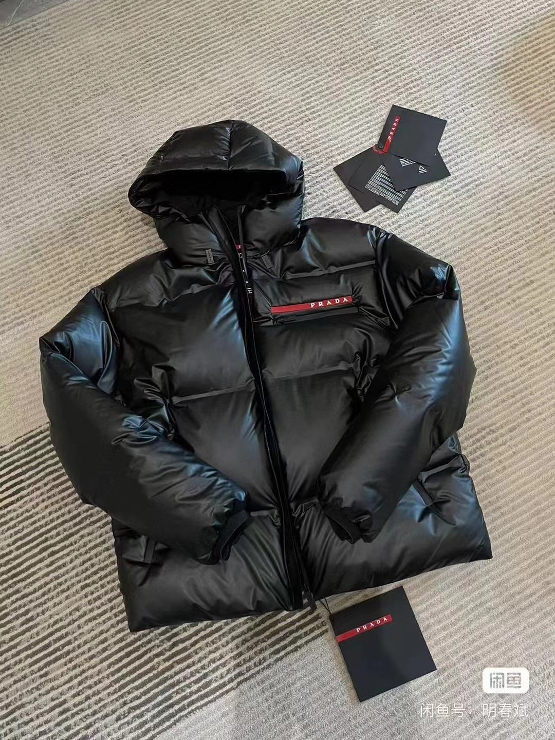 Prada Couple Down Jacket Goose Down Black Hooded S-m-l-xl-xxl