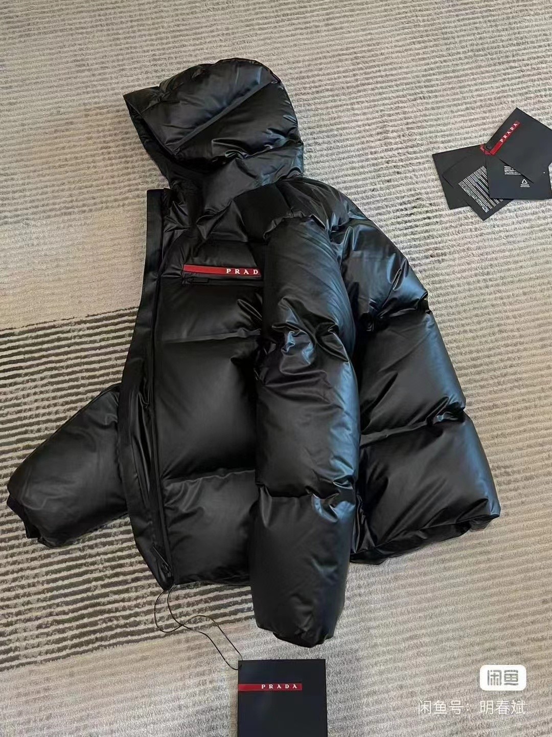 Prada Couple Down Jacket Goose Down Black Hooded S-m-l-xl-xxl