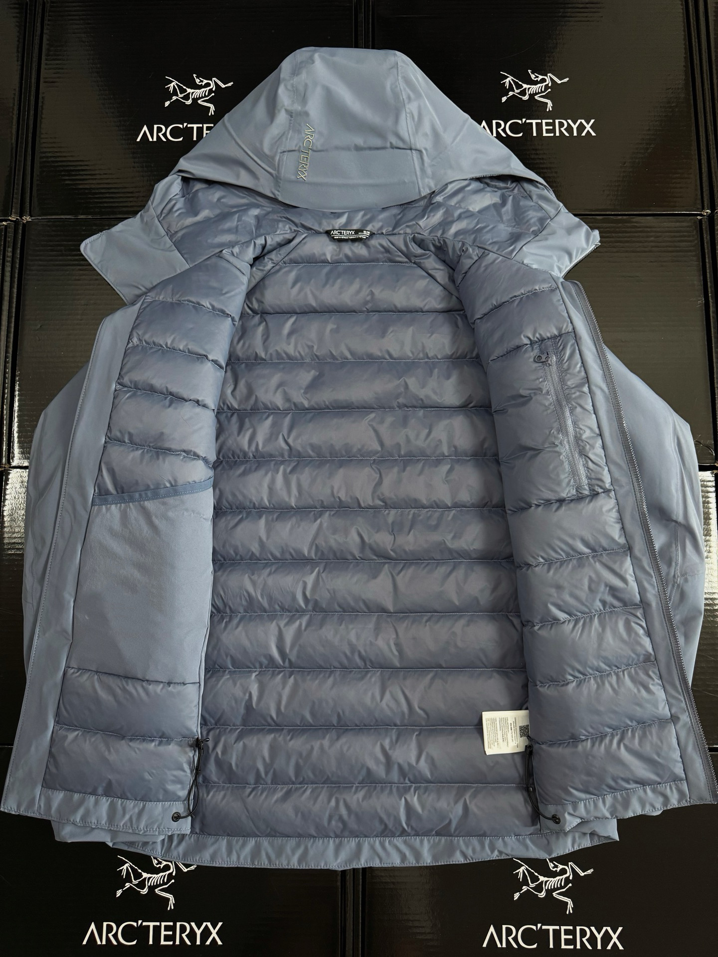 Arcteryx Female Down Jacket Knitted Black Hooded Xs-s-m-l-xl-xxl