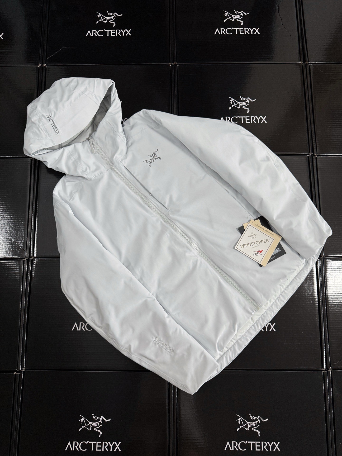 Arcteryx Female Down Jacket Knitted Black Hooded Xs-s-m-l-xl-xxl