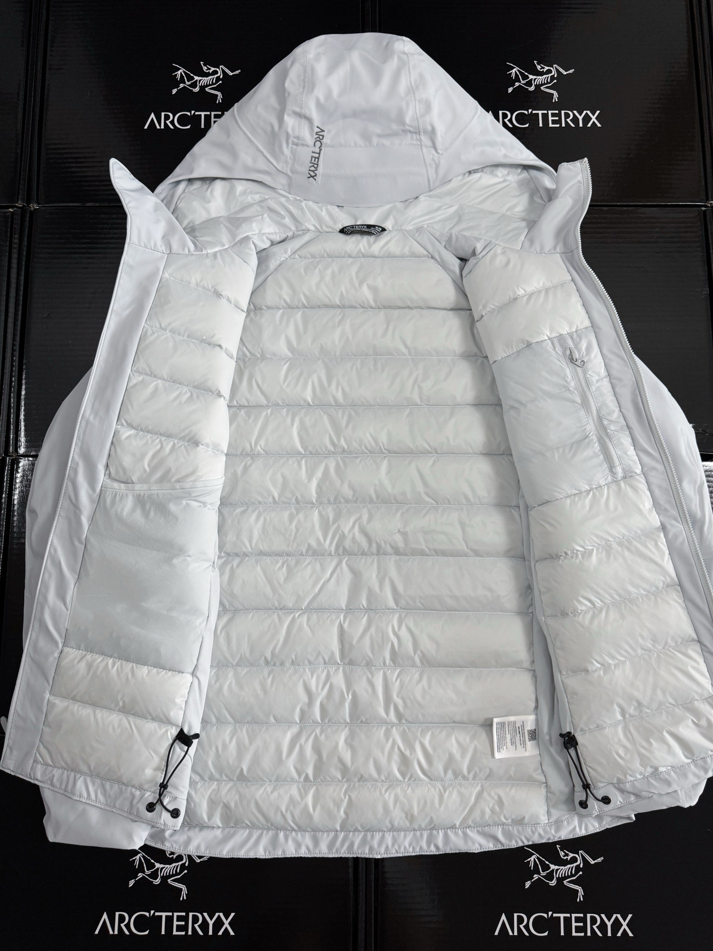Arcteryx Female Down Jacket Knitted Black Hooded Xs-s-m-l-xl-xxl