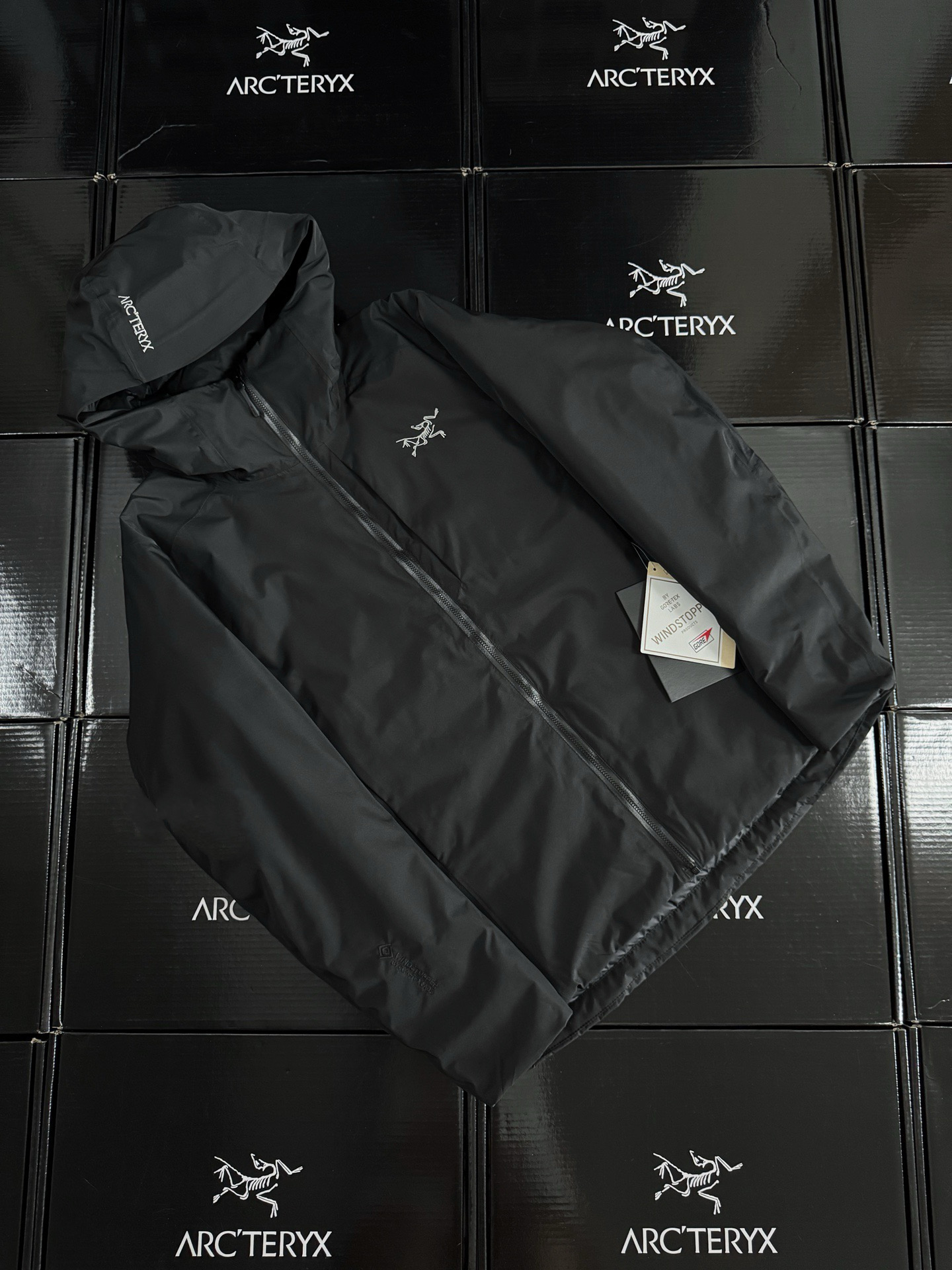 Arcteryx Female Down Jacket Knitted Black Hooded Xs-s-m-l-xl-xxl
