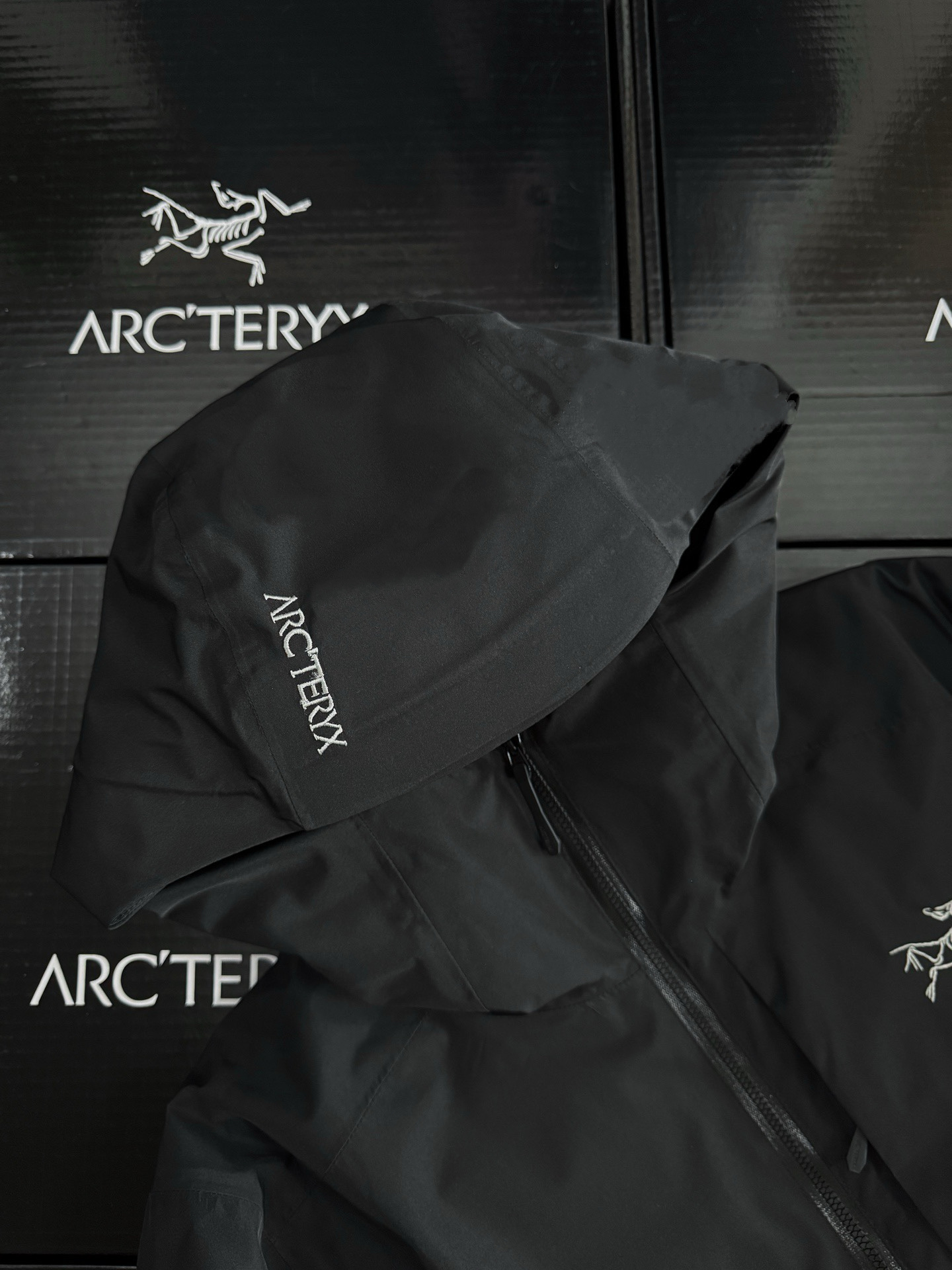 Arcteryx Female Down Jacket Knitted Black Hooded Xs-s-m-l-xl-xxl