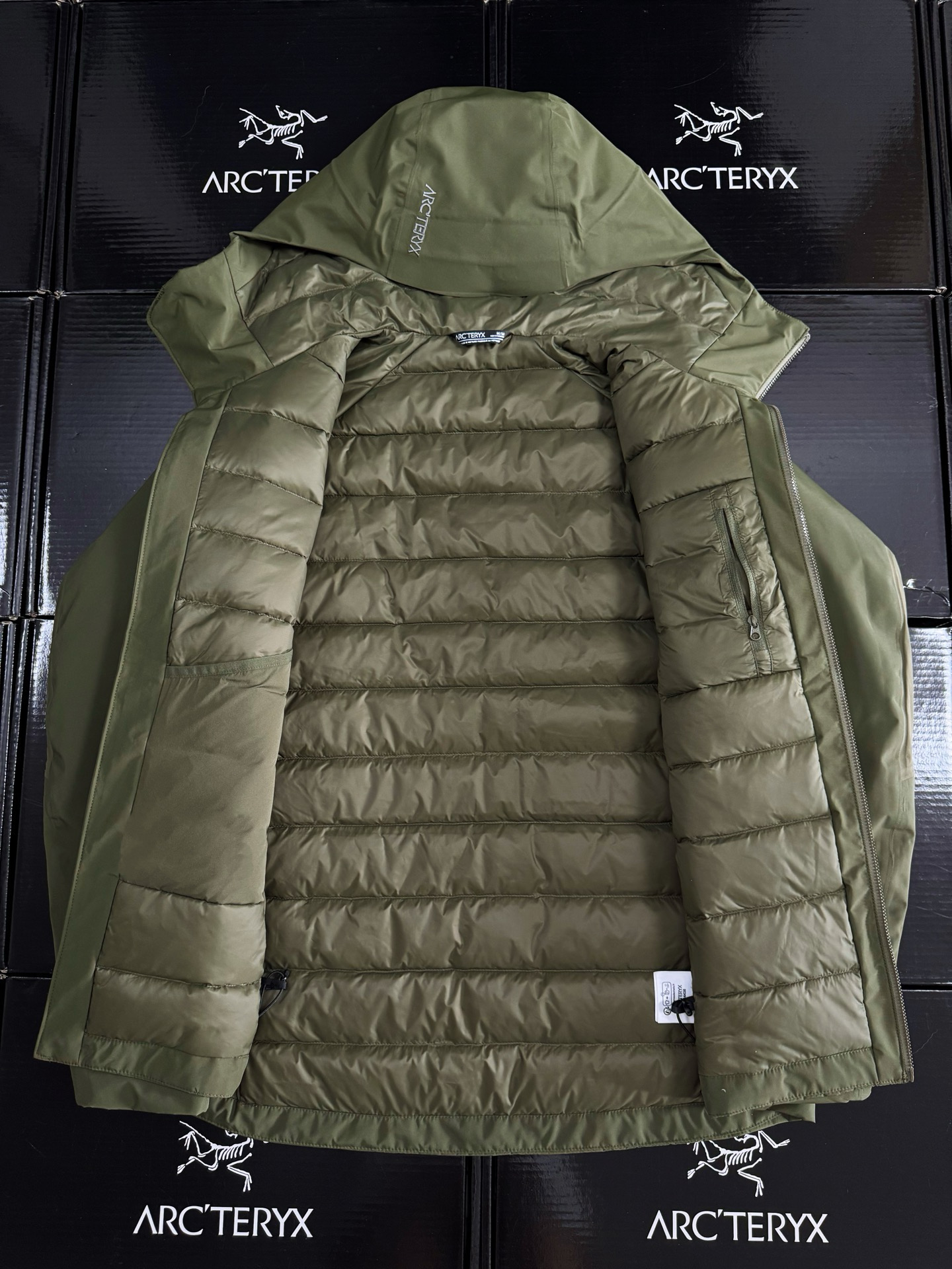 Arcteryx Female Down Jacket Knitted Black Hooded Xs-s-m-l-xl-xxl