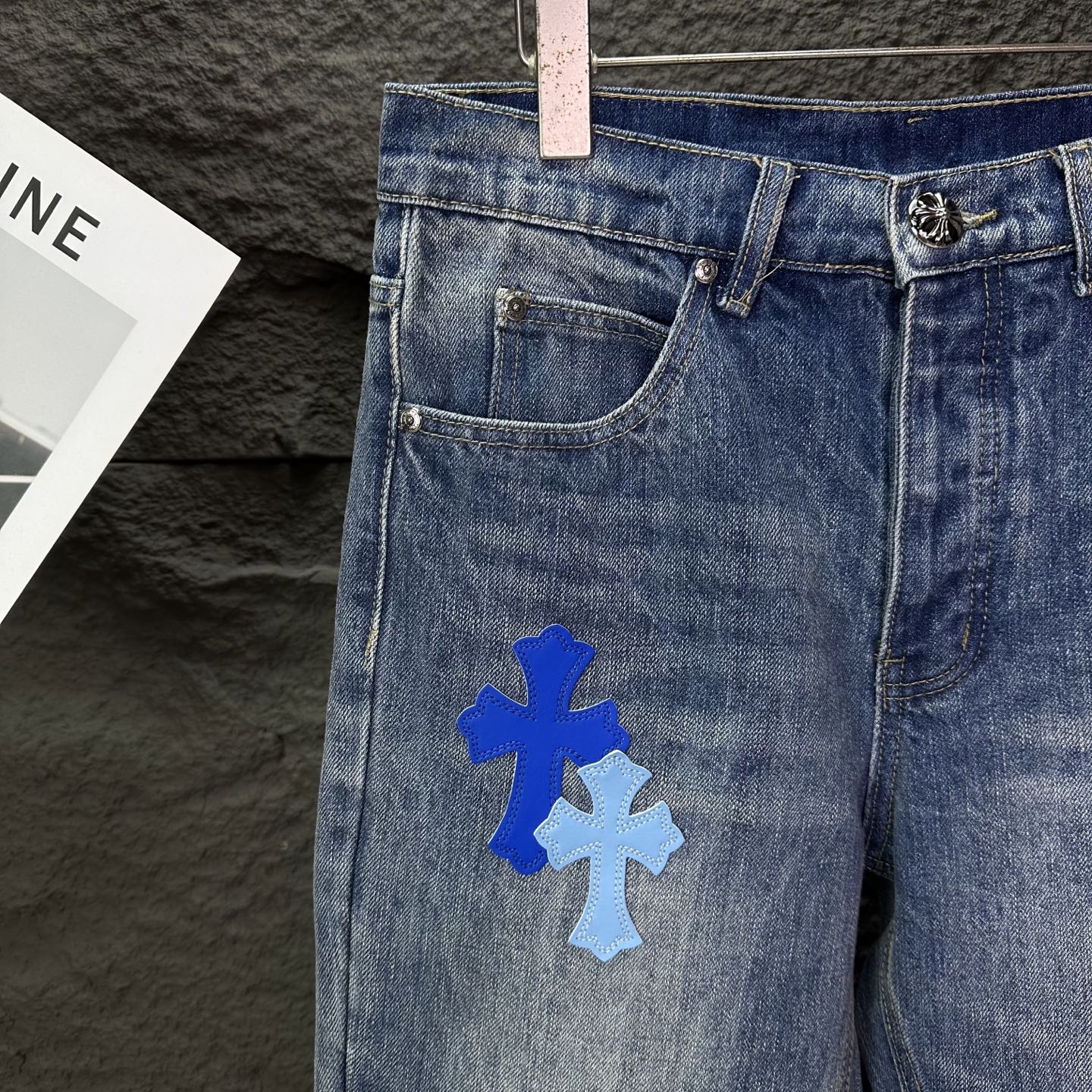 Chrome Hearts Couple Jeans Blue Couple Style