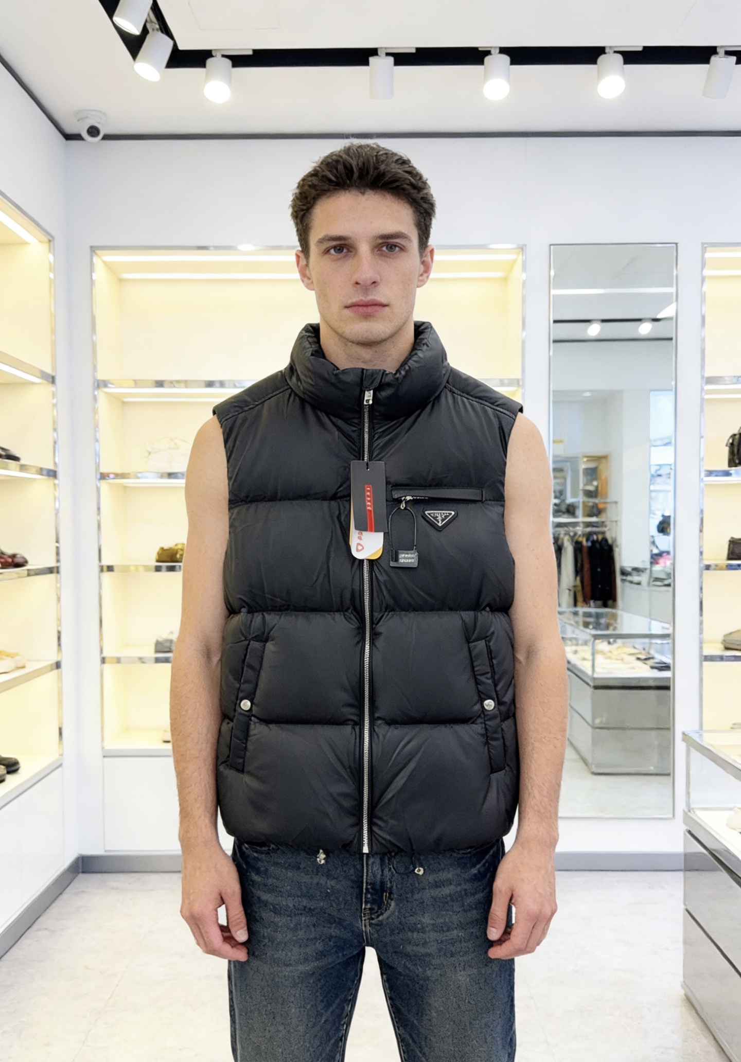 Prada Down Vest Goose Down Black S-m-xl