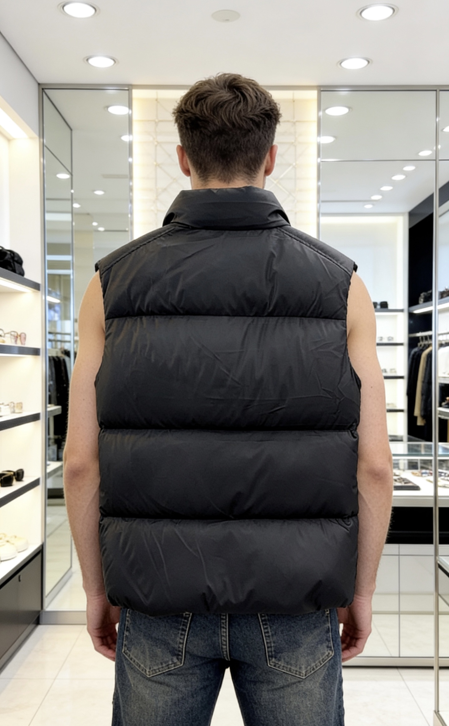 Prada Down Vest Goose Down Black S-m-xl