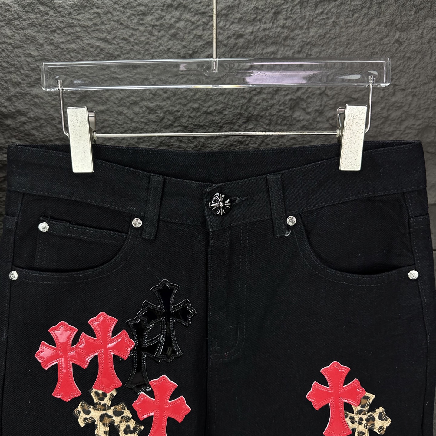 Chrome Hearts Couple Jeans Black Loose Fit