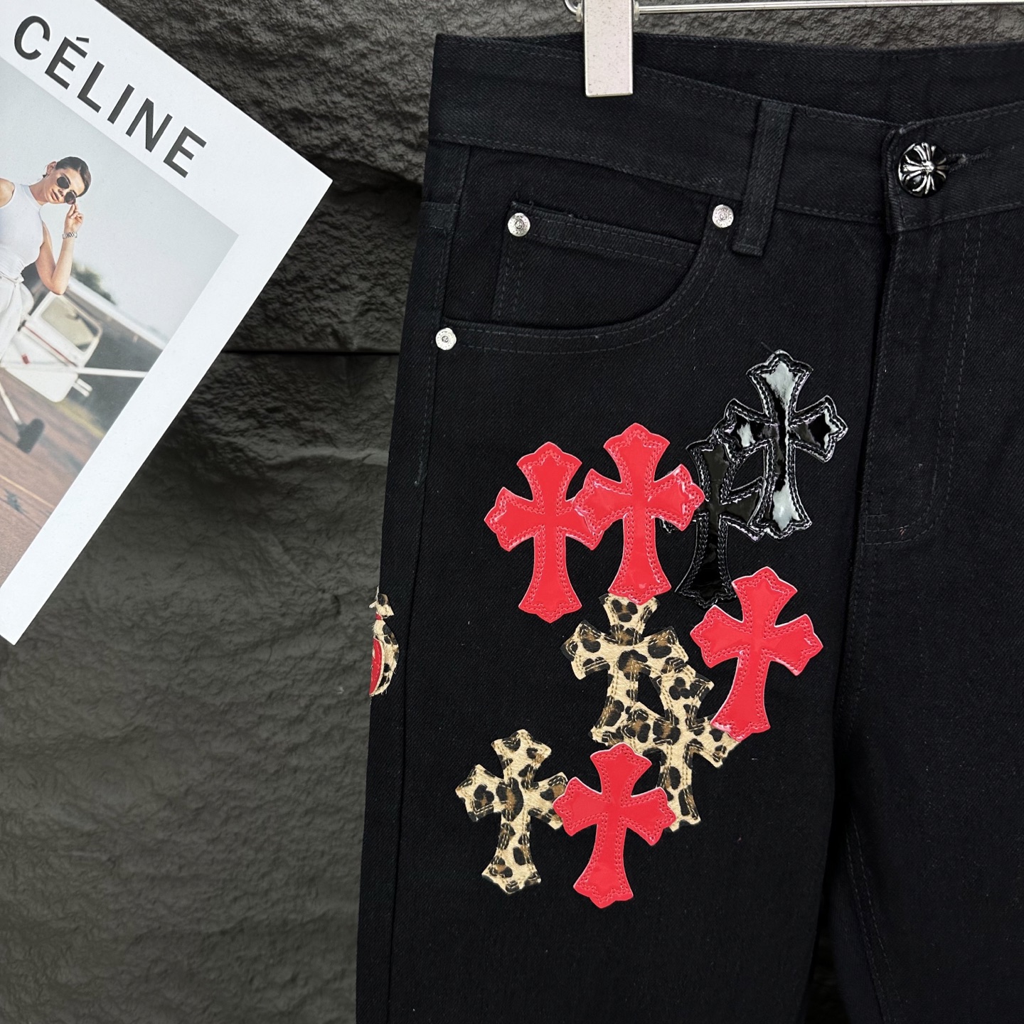 Chrome Hearts Couple Jeans Black Loose Fit