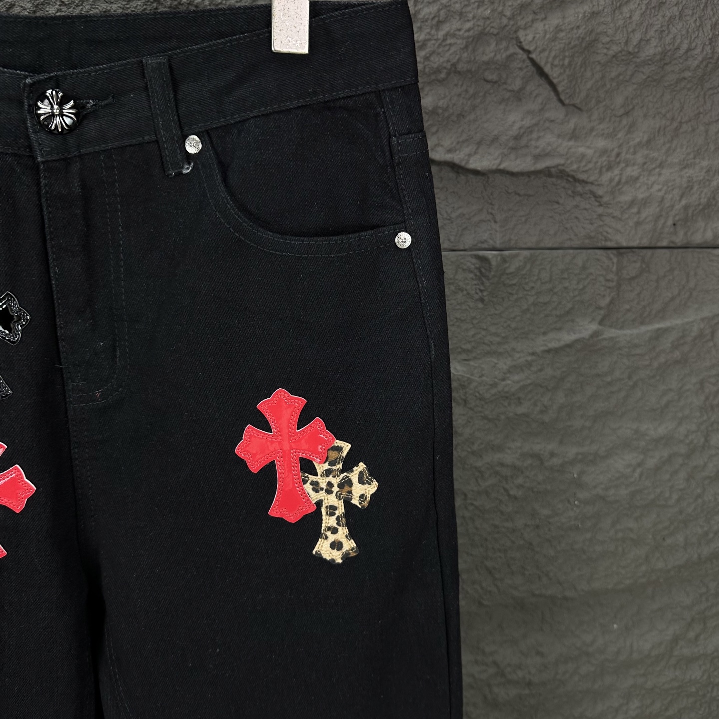 Chrome Hearts Couple Jeans Black Loose Fit