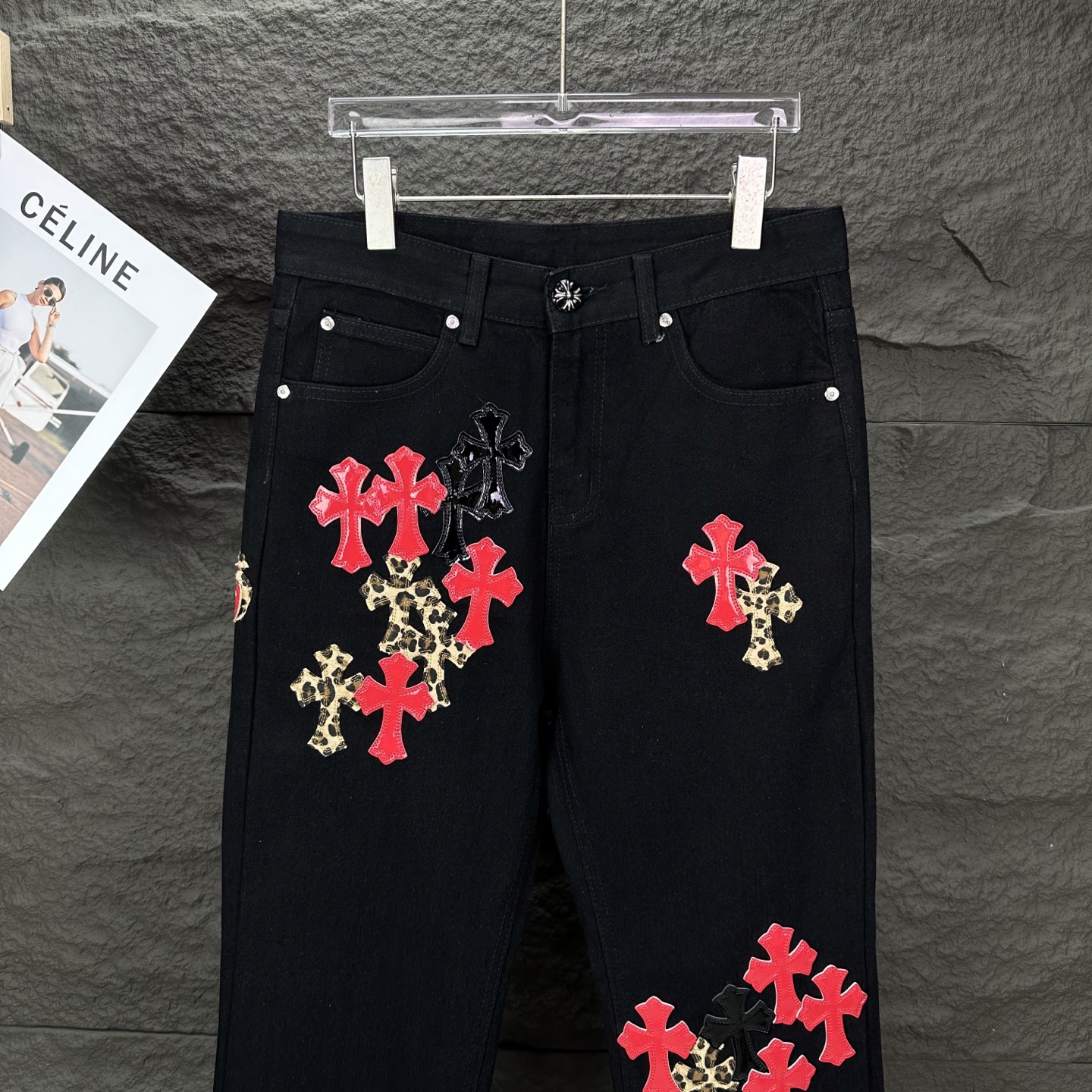 Chrome Hearts Couple Jeans Black Loose Fit