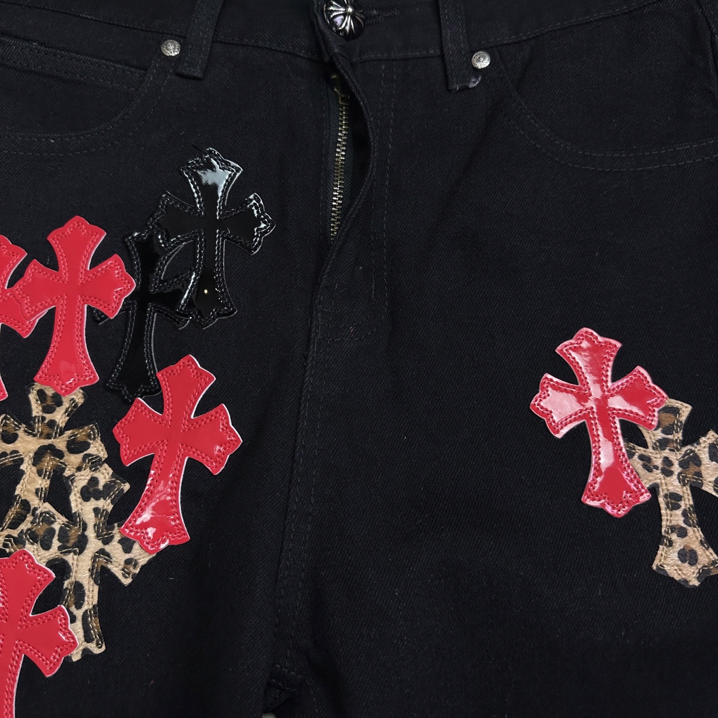 Chrome Hearts Couple Jeans Black Loose Fit