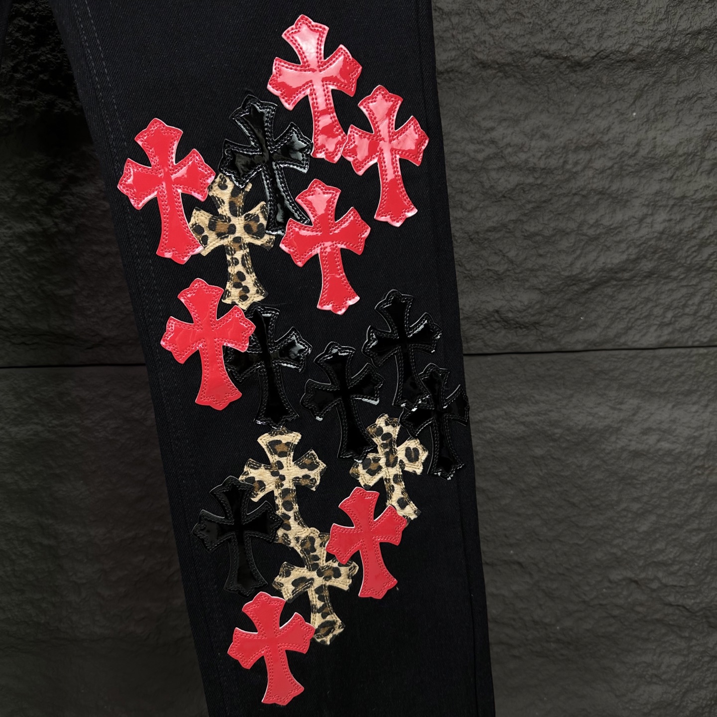 Chrome Hearts Couple Jeans Black Loose Fit