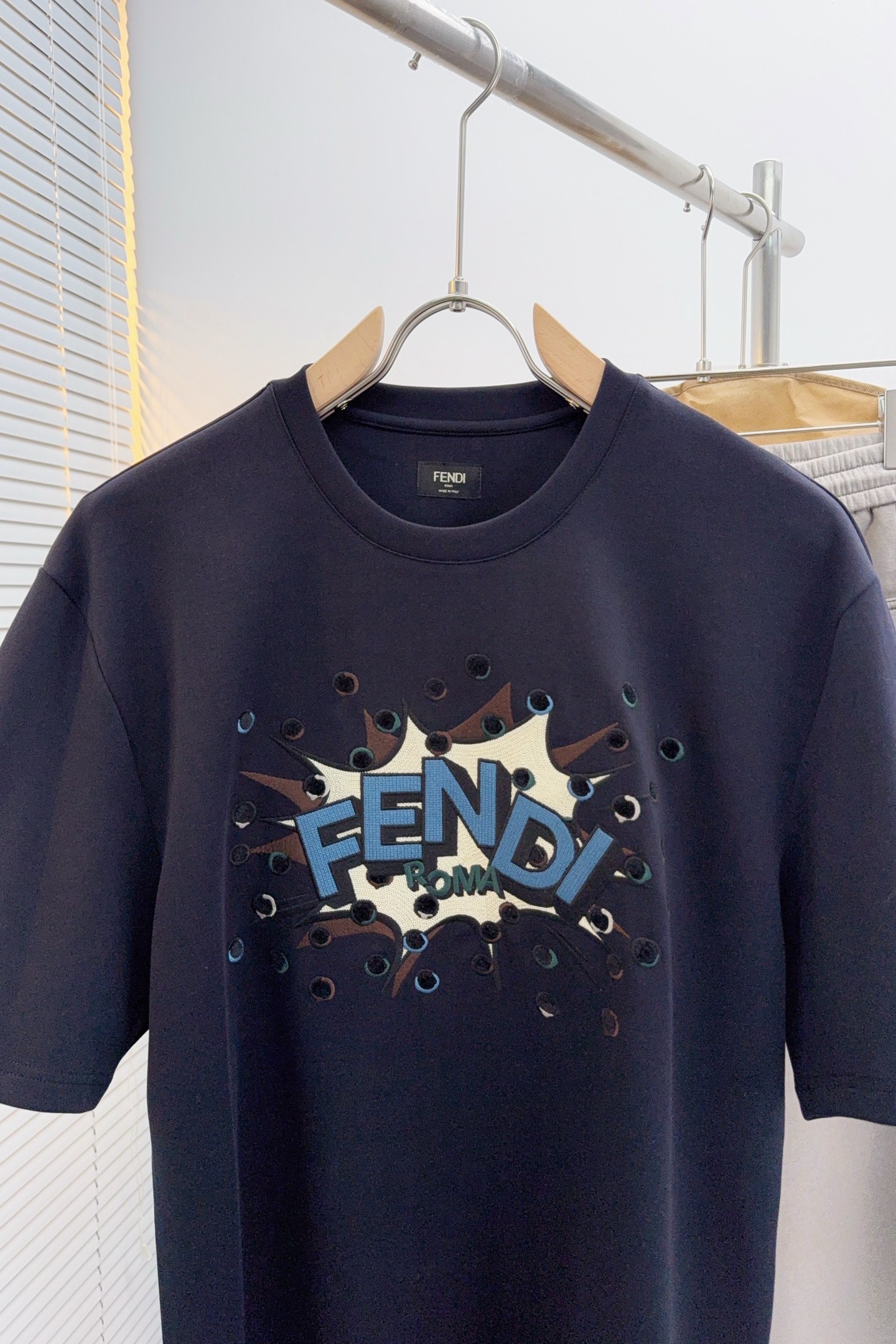 Fendi Couple Basic Clothing Cotton Blue S-m-xl