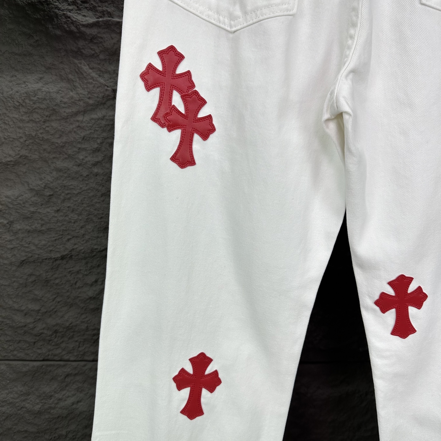 Chrome Hearts Couple Jeans White Loose Fit