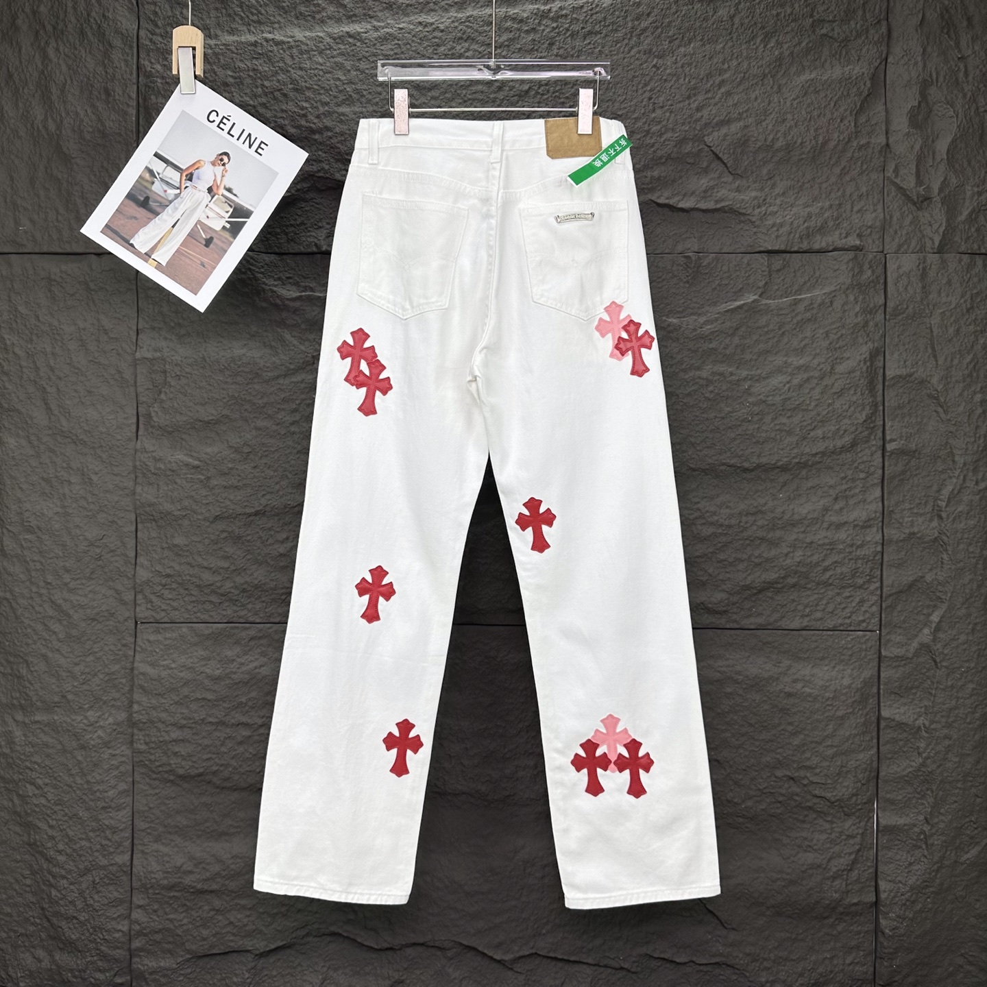 Chrome Hearts Couple Jeans White Loose Fit