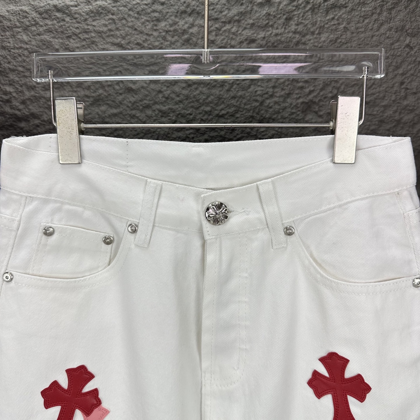 Chrome Hearts Couple Jeans White Loose Fit
