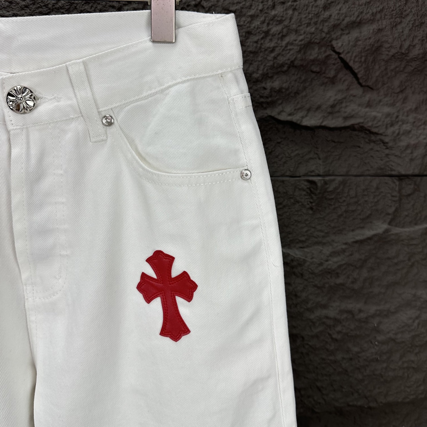 Chrome Hearts Couple Jeans White Loose Fit