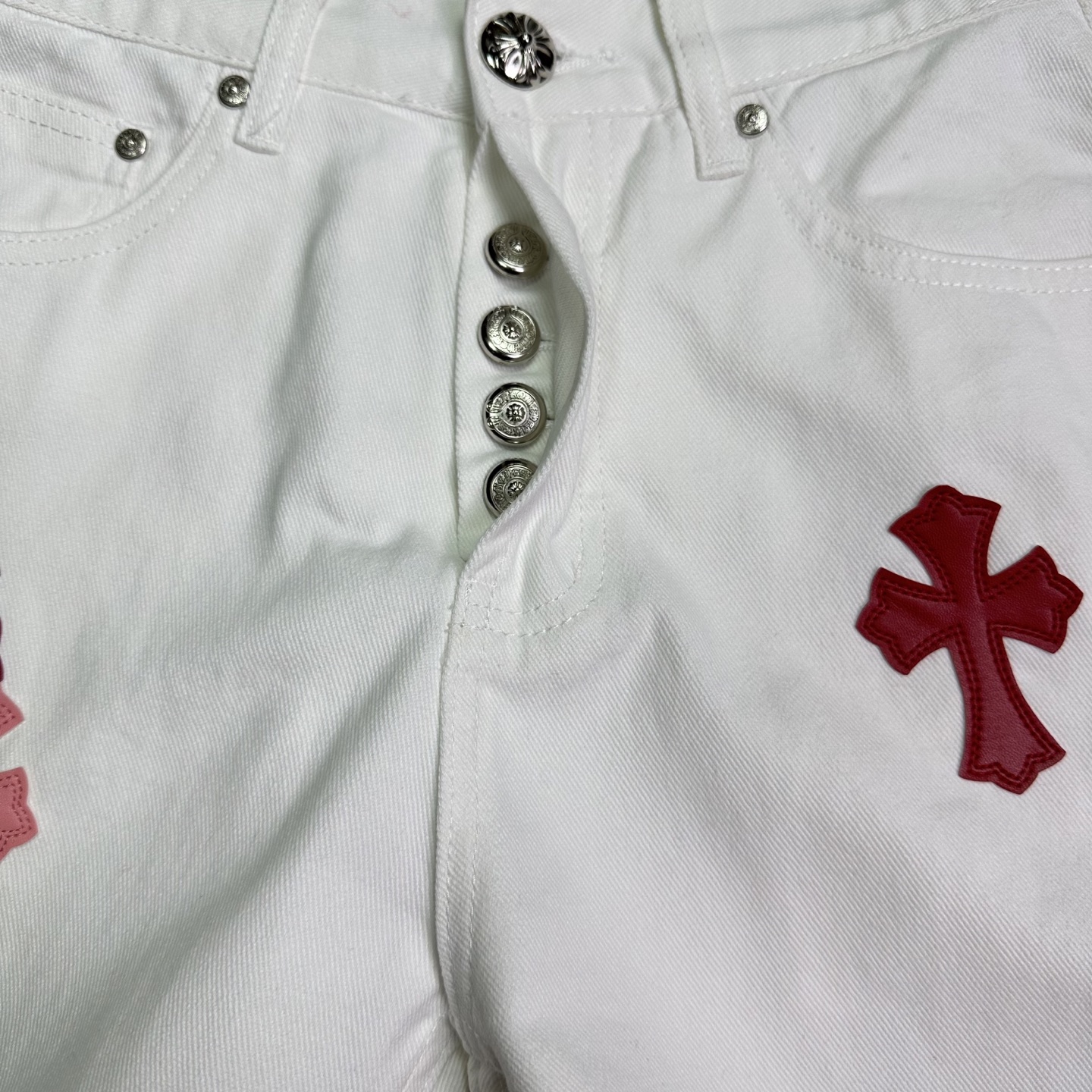 Chrome Hearts Couple Jeans White Loose Fit