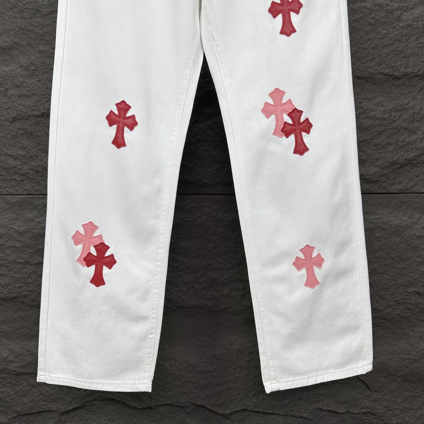 Chrome Hearts Couple Jeans White Loose Fit