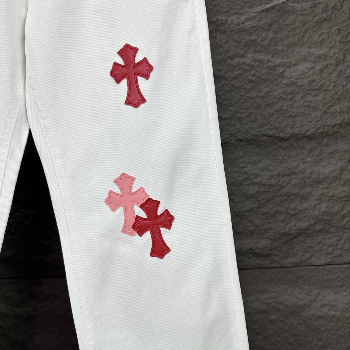 Chrome Hearts Couple Jeans White Loose Fit