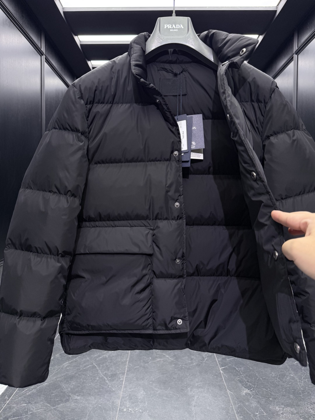 Prada Jacket Goose Down Black Loose Fit S-l