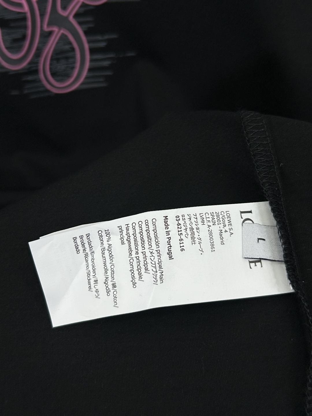 Loewe Basic Clothing Cotton Black Printed S-l-xl