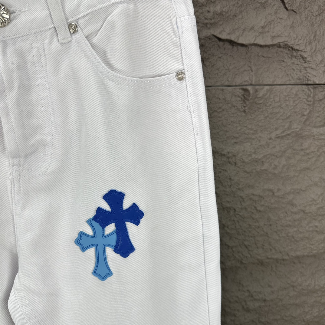 Chrome Hearts Couple Jeans White Loose Fit