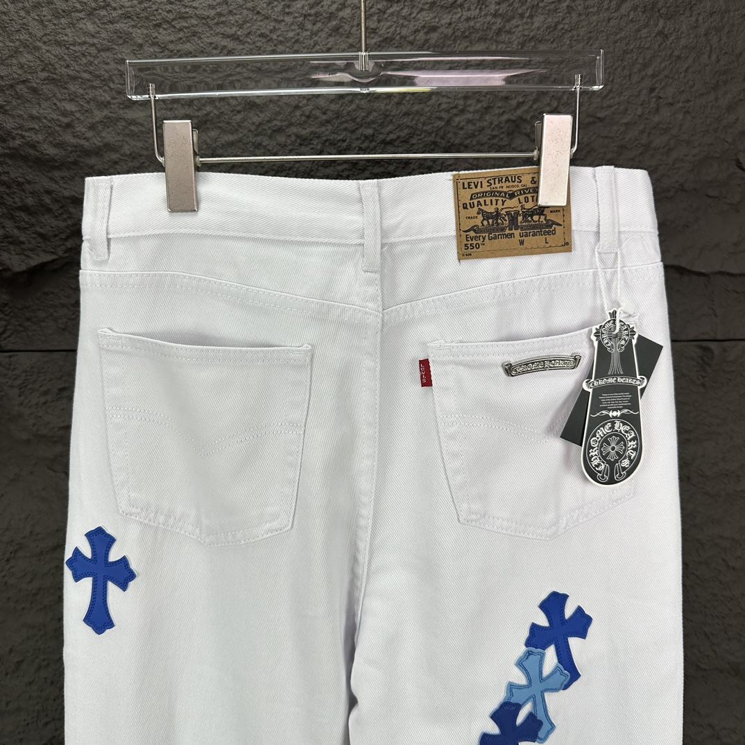 Chrome Hearts Couple Jeans White Loose Fit