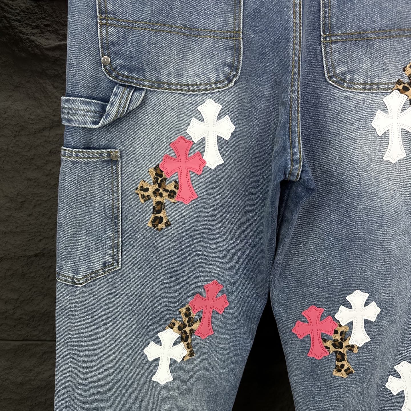 Chrome Hearts Couple Jeans Blue Loose Fit