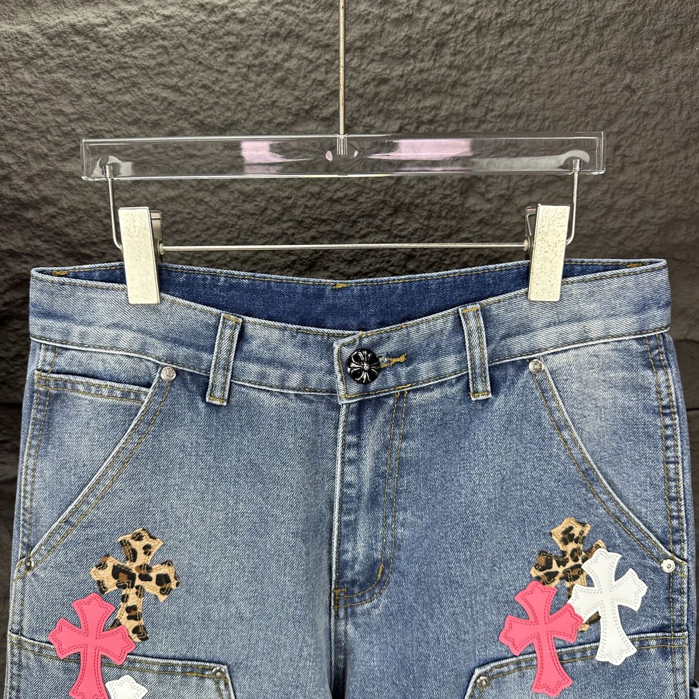 Chrome Hearts Couple Jeans Blue Loose Fit