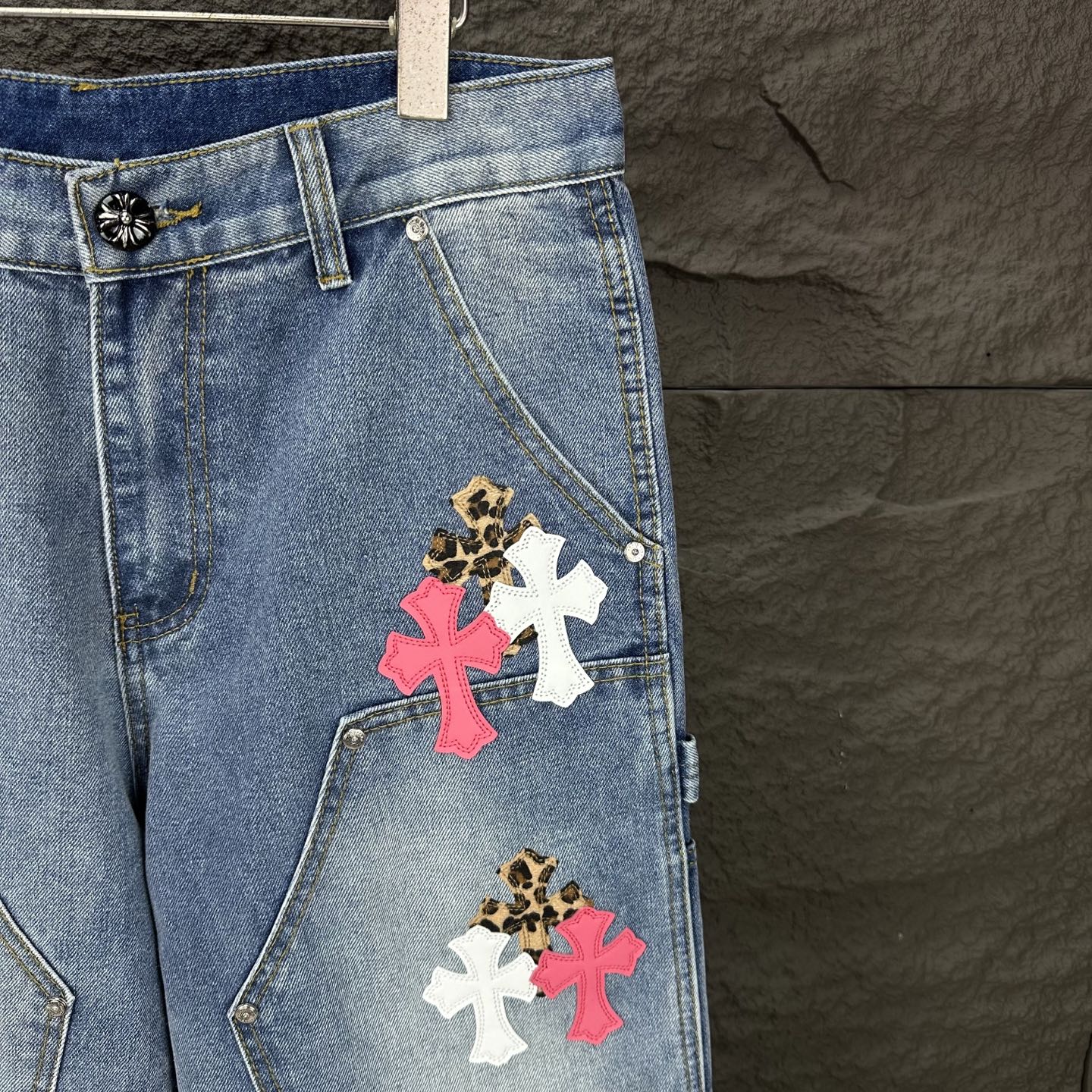 Chrome Hearts Couple Jeans Blue Loose Fit