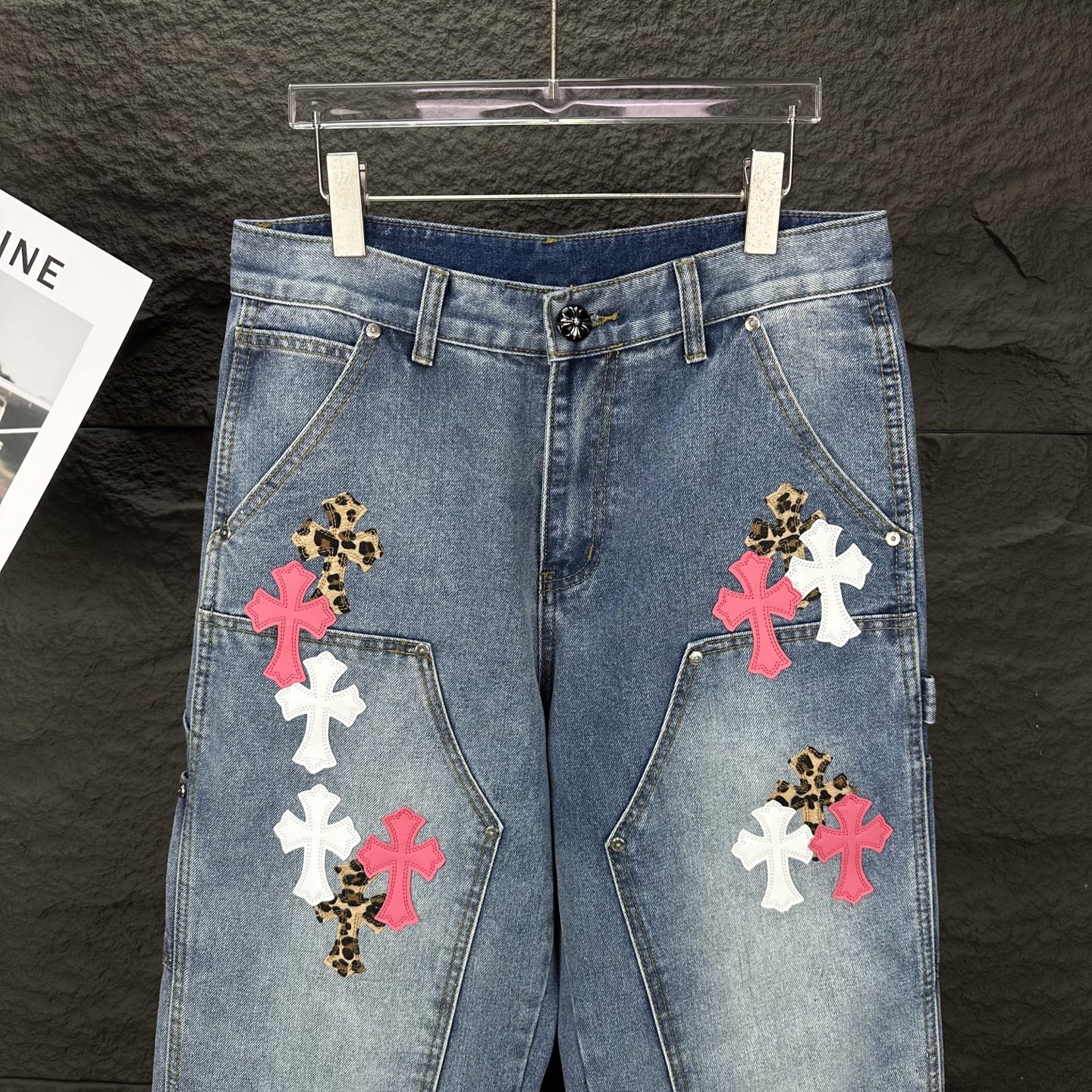 Chrome Hearts Couple Jeans Blue Loose Fit