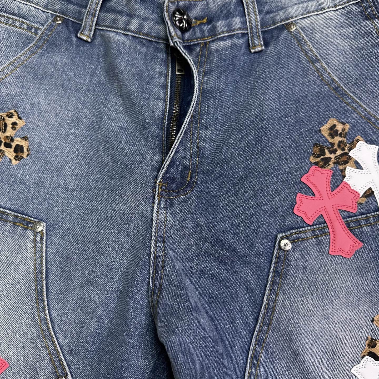 Chrome Hearts Couple Jeans Blue Loose Fit