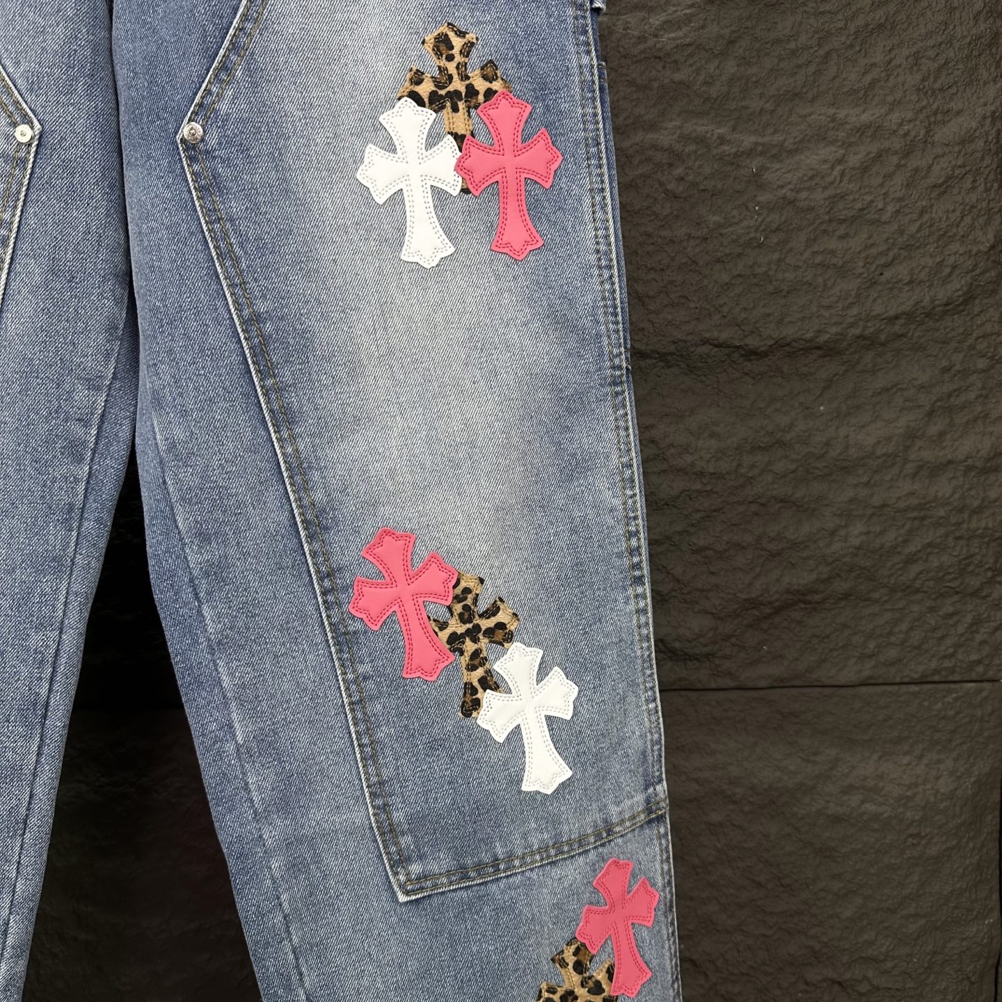 Chrome Hearts Couple Jeans Blue Loose Fit