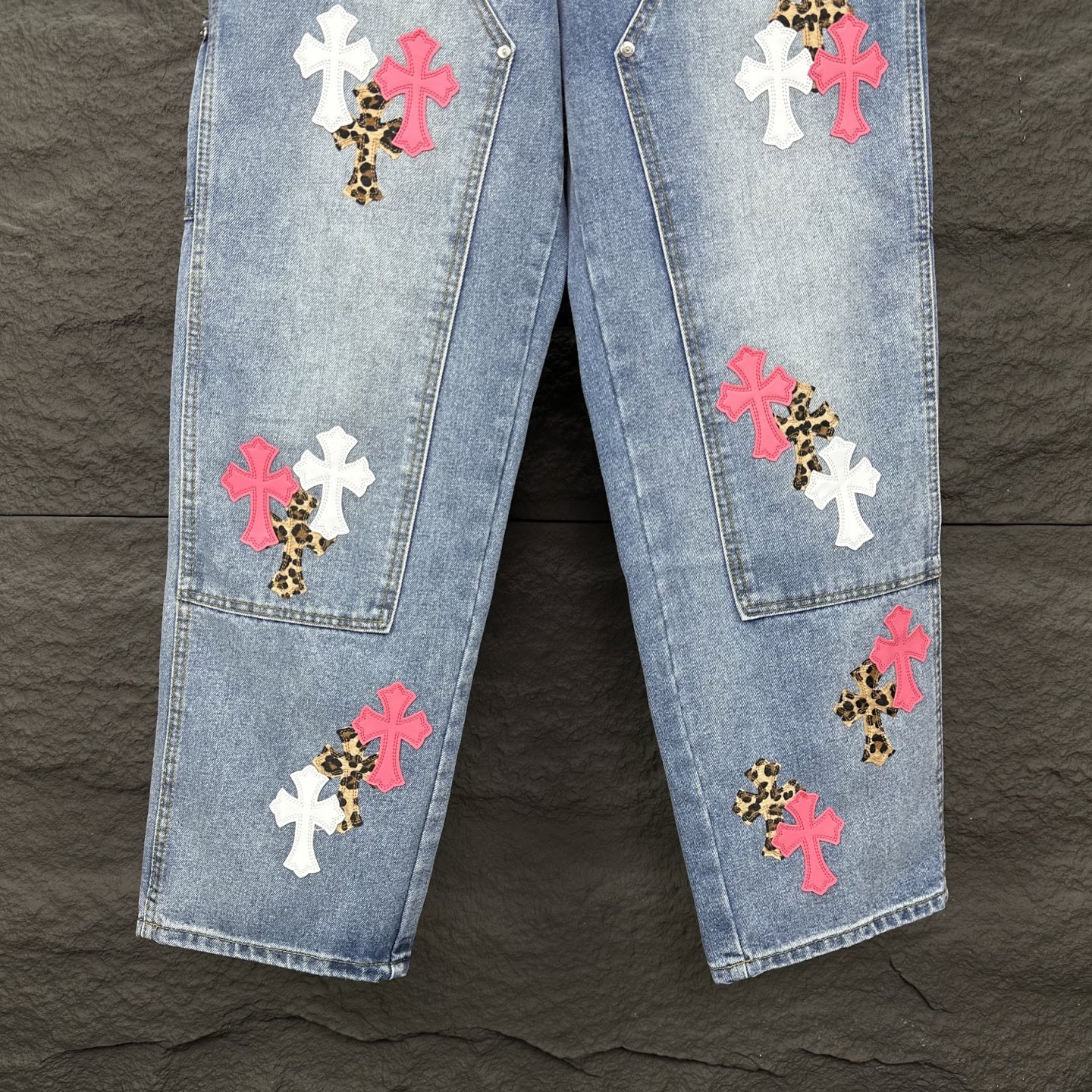 Chrome Hearts Couple Jeans Blue Loose Fit