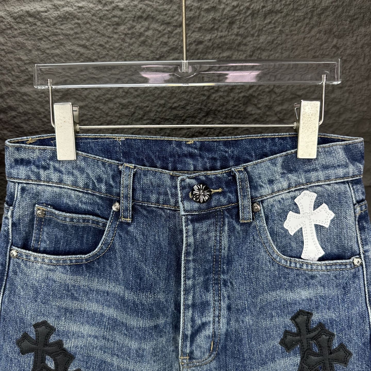 Chrome Hearts Couple Jeans Blue Loose Fit
