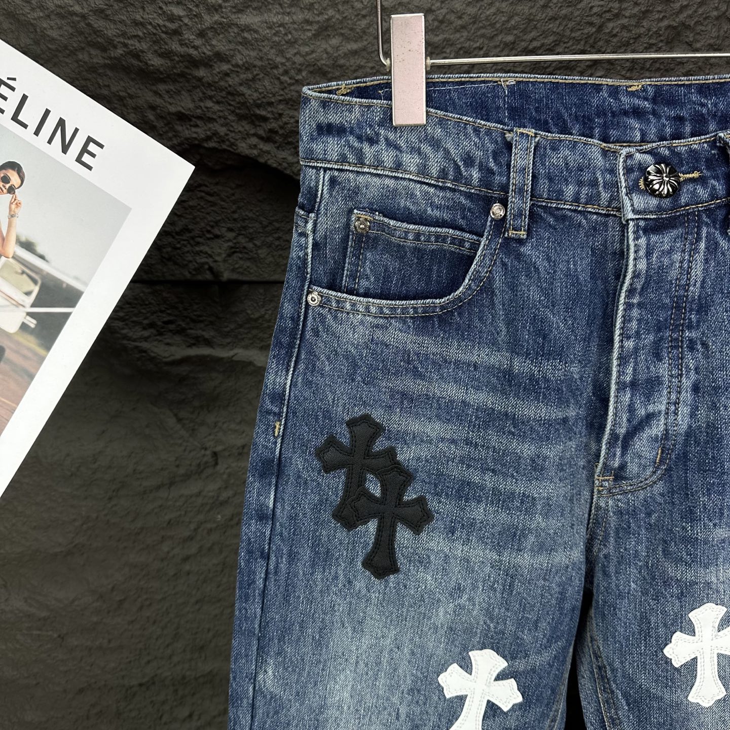 Chrome Hearts Couple Jeans Blue Loose Fit