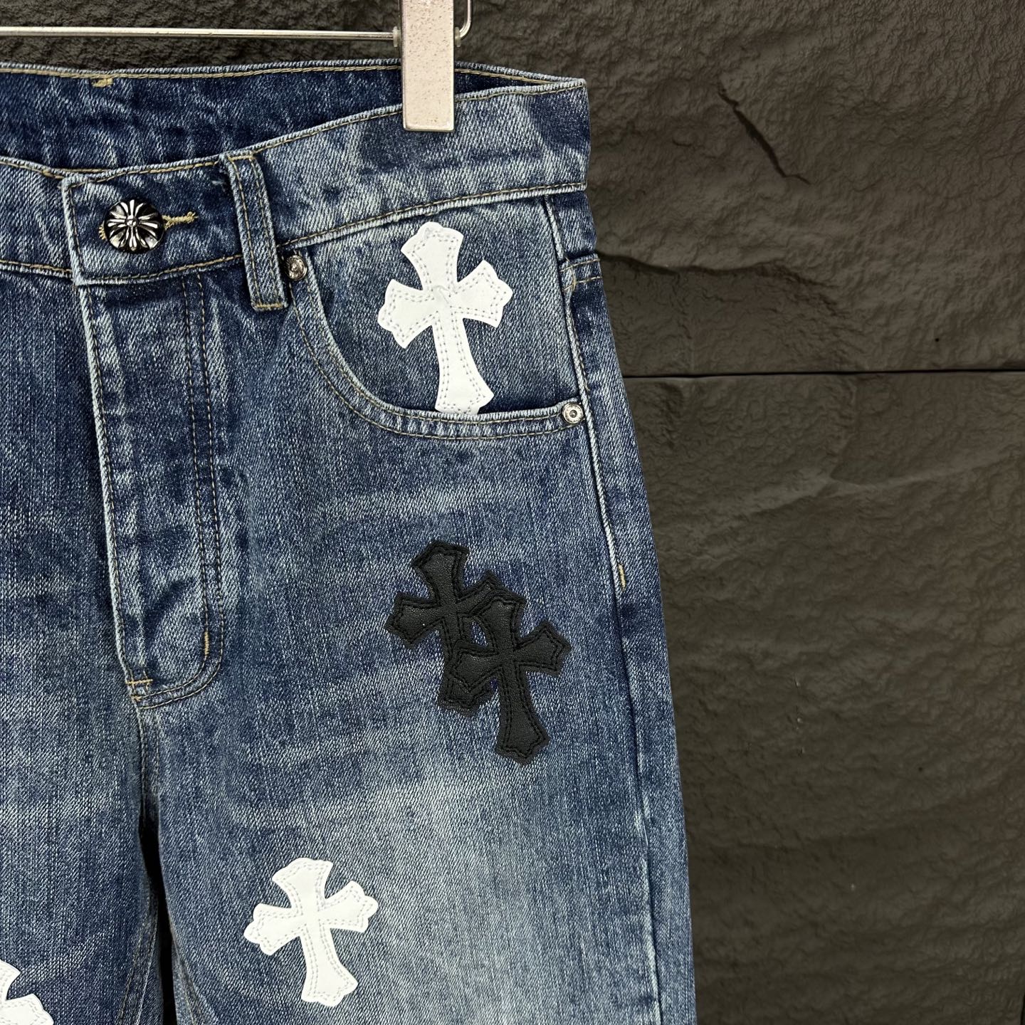 Chrome Hearts Couple Jeans Blue Loose Fit
