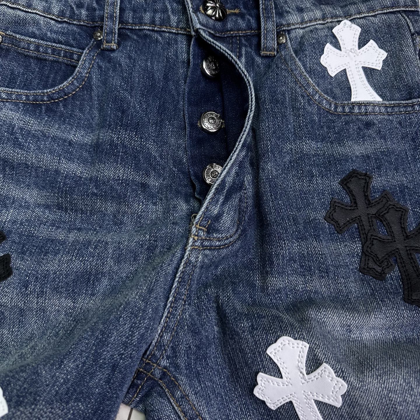 Chrome Hearts Couple Jeans Blue Loose Fit