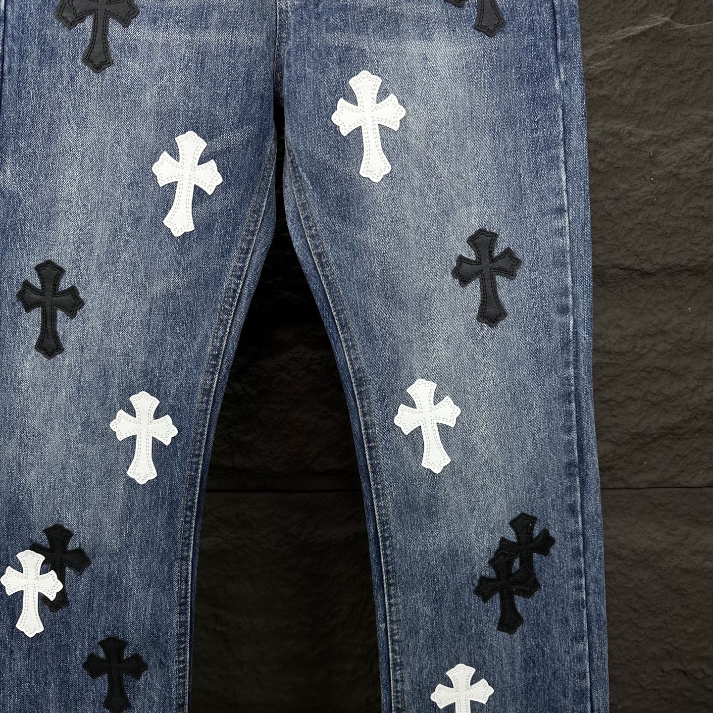 Chrome Hearts Couple Jeans Blue Loose Fit