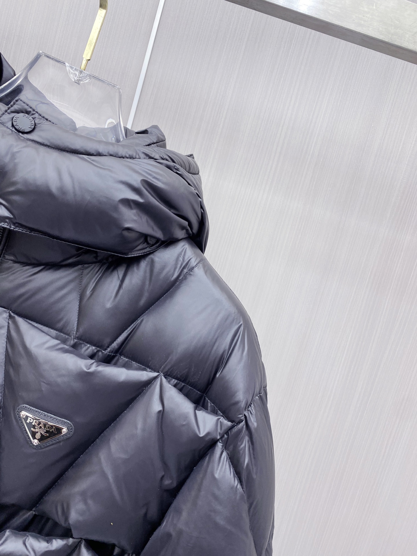 Prada Down Jacket White Duck Down Black Hooded 54-48-56-50-52